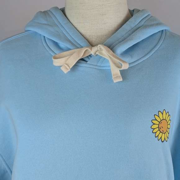 Life Is Good Fleece Hoodie Pullover Sunflower Kangaroo Pocket Light Blue XXL NWT - Picture 2 of 15